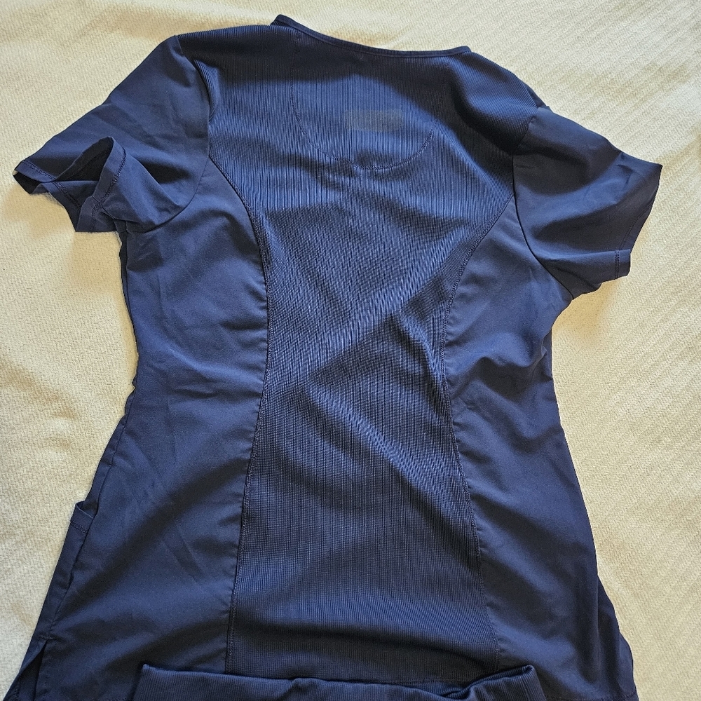 Cherokee Infinity Navy Blue Scrub Set Medium Top & Petite Medium Pants Nice Set - Picture 11 of 13